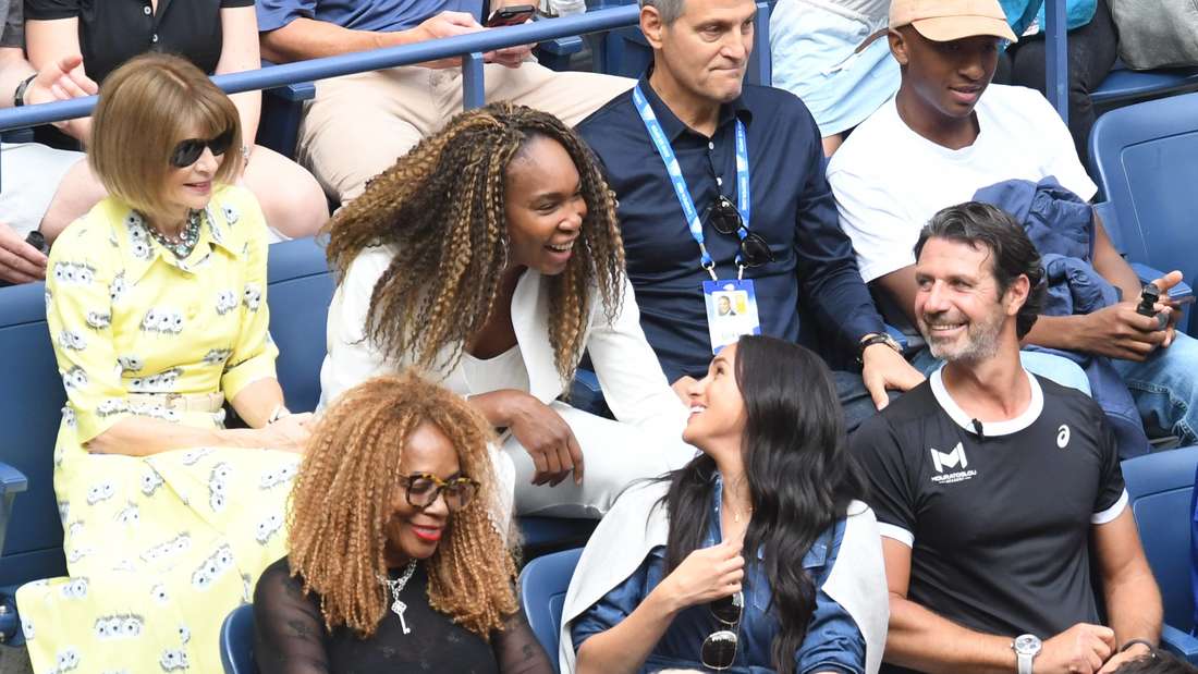 Mit Stars wie Venus Williams und Vogue-Ikone Anna Wintour sitzt Meghan Markle in der Loge beim Tennisturnier in New York