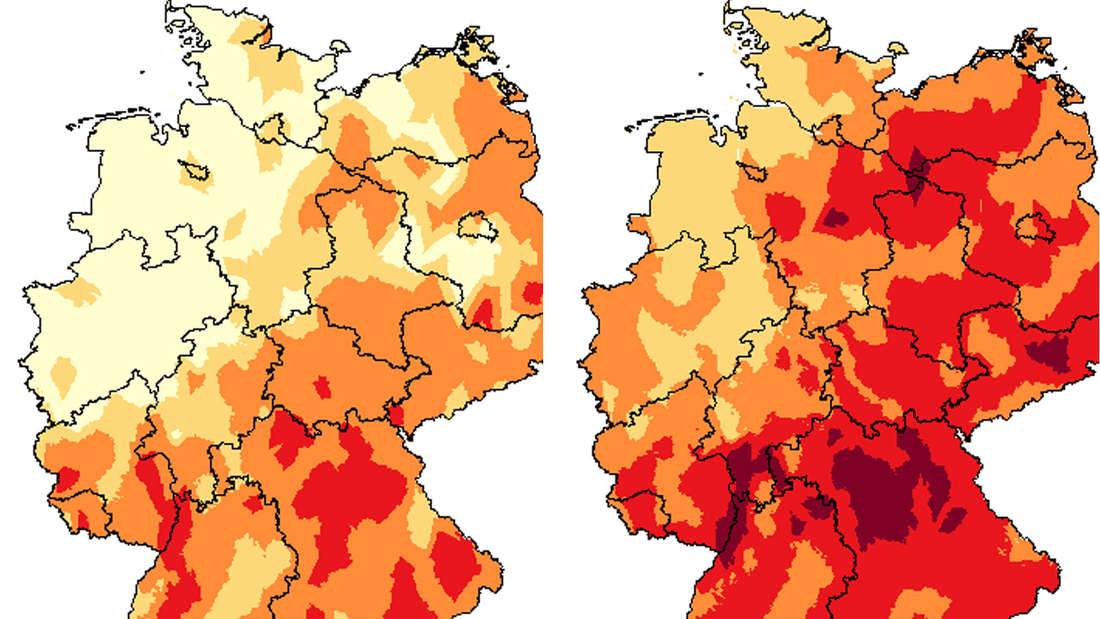 Der Waldbrandgefahrenindex für Deutschland am Freitag (22. Juli) und Montag (25. Juli).